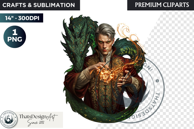 Fantasy Dragon wizard clipart, sorcerer, spellcaster, mage