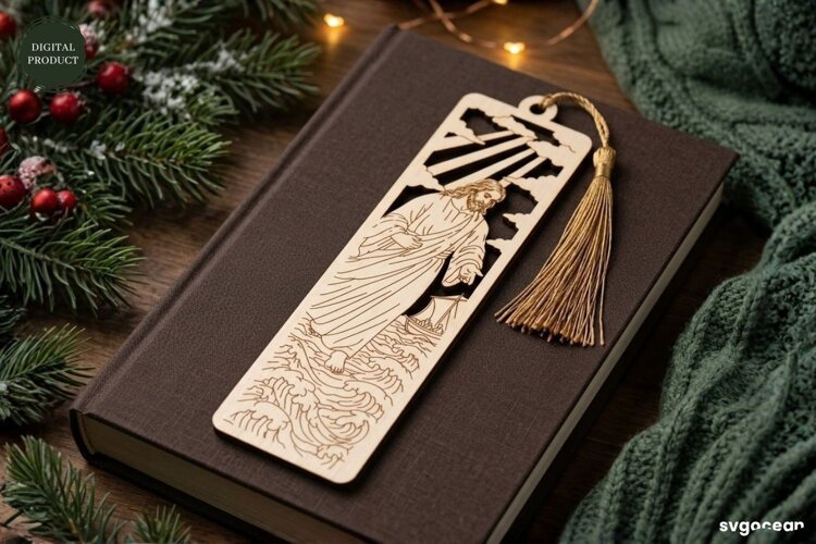 Wooden Jesus Bookmark Laser Cut | Glowforge | SVG example image 1