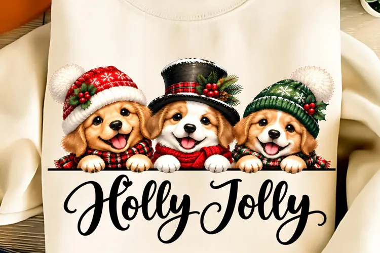 Holly Jolly PNG, Christmas Dogs PNG, Christmas PNG
