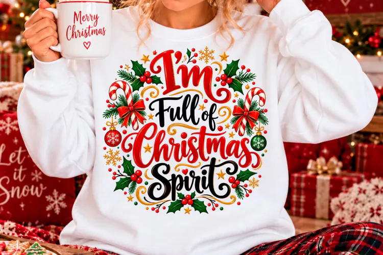 I'm Full of Christmas Spirit Sublimation PNG