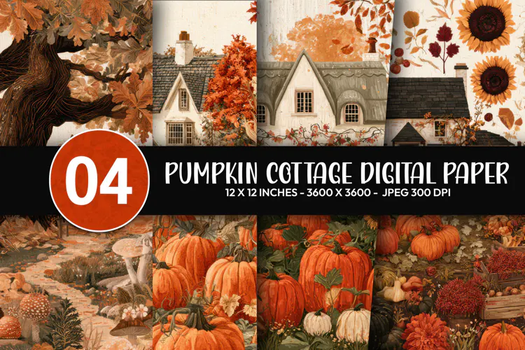 Pumpkin Cottage Digital Paper
