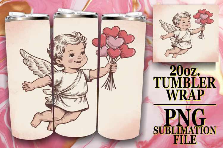 Cheerful Reflections 20oz tumbler wrap, Cupid