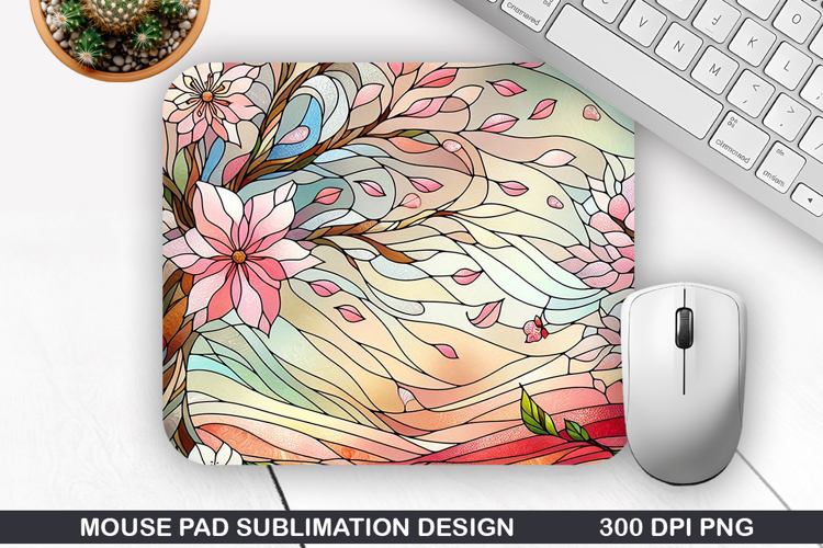 Mouse Pad Sublimation, Spring Flowers Mouse Pad PNG Design