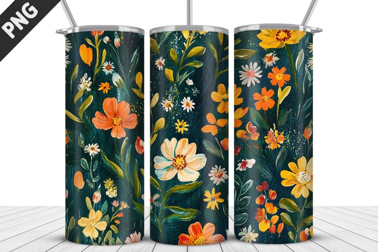 Flowers Tumbler Wrap | Sublimation Design | Tumbler PNG