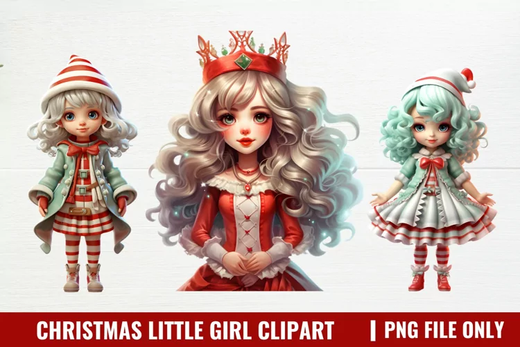 Christmas Little Girl Clipart Sublimation