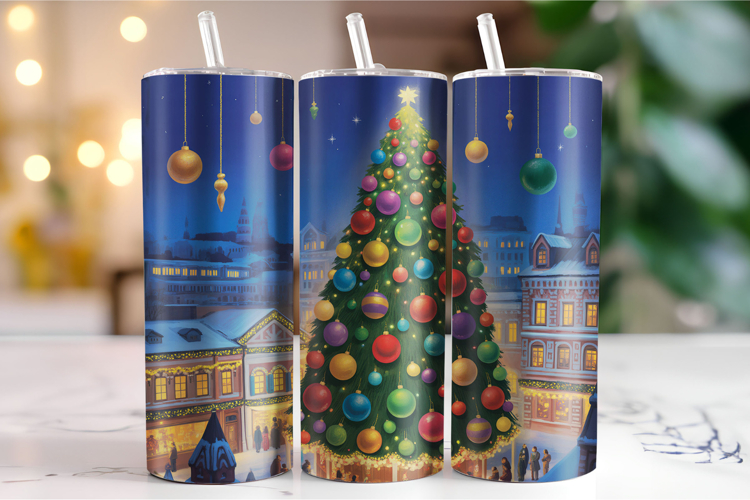 Merry Christmas Tree Tumbler Wrap | Christmas Wrap