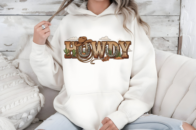 Howdy PNG, Western Cowboy Sublimation Design