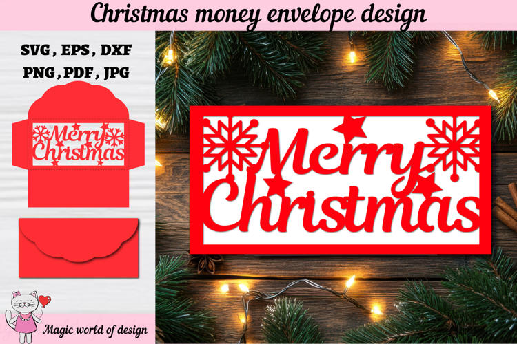 Christmas Money Envelope svg, Papercut Gift Card Holder