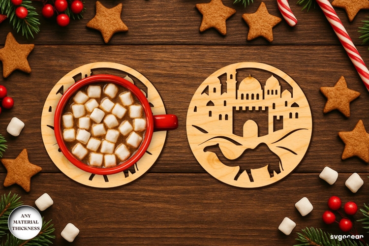 Nativity Coffee Coaster Laser Cut | Drink Coaster | SVG