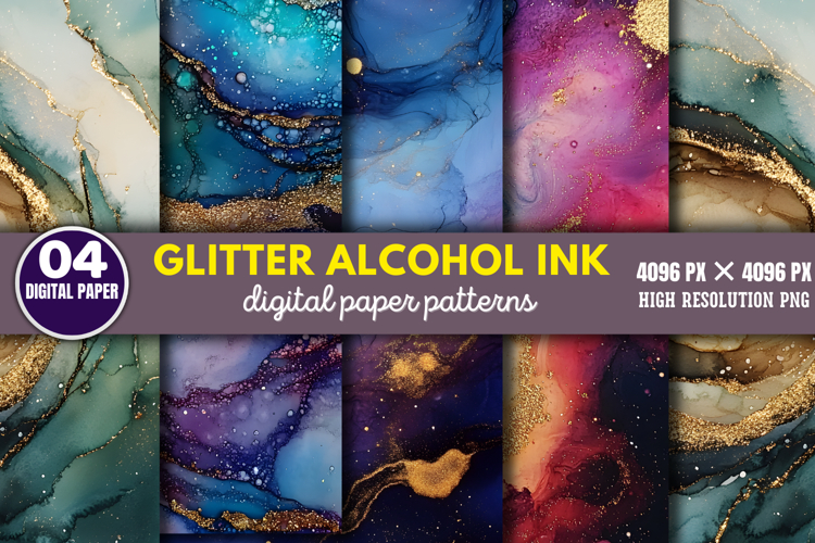Glitter Alcohol Ink Background Paper PNG