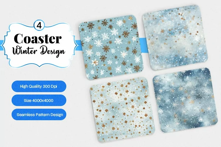 Square Coaster winter snow Sublimation