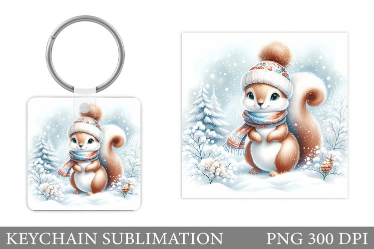 Christmas Squirrel Keychain. Christmas Keychain Design example image 1
