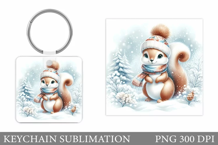 Christmas Squirrel Keychain. Christmas Keychain Design