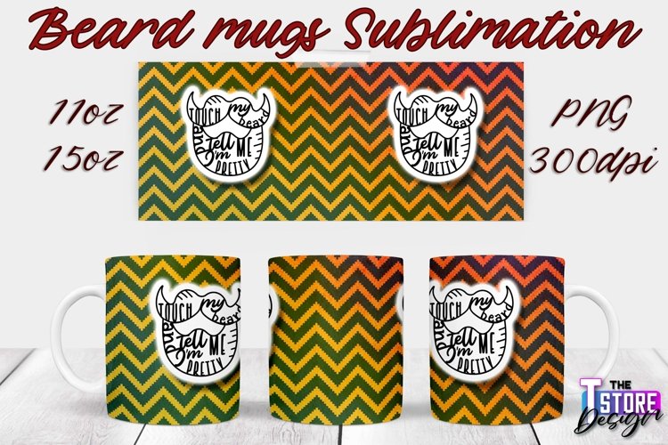 Beard Mug Design | 11 oz 15 oz Mug Sublimation | PNG File example image 1