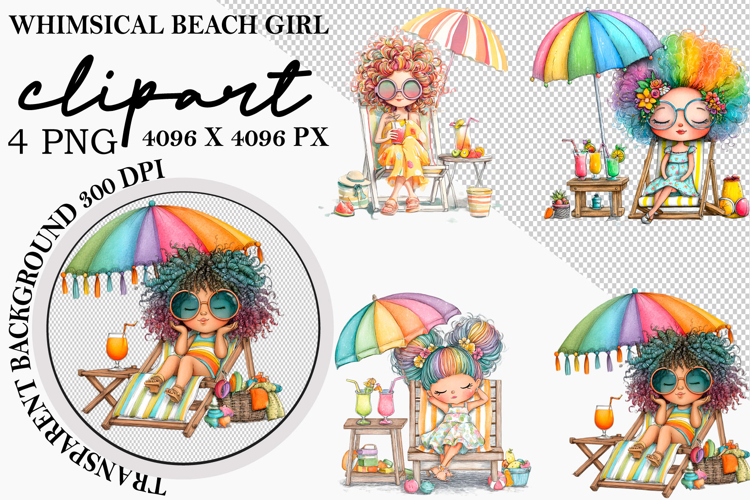 Whimsical Watermelon Girl Clipart Watercolor Png