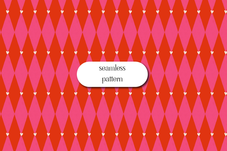 Pink and Red Harlequin Heart Seamless Valentine Pattern