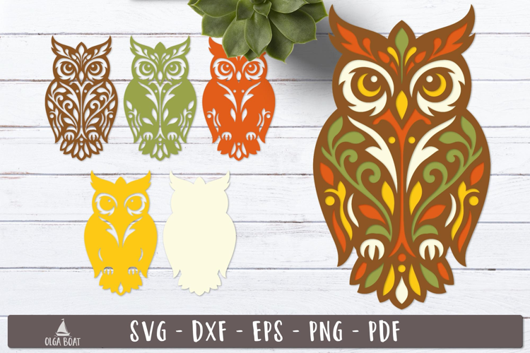 3d Layered Owl Mandala SVG design