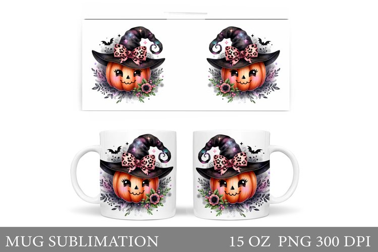 Cute Pumpkin Mug Wrap. Halloween Mug Wrap Sublimation example image 1