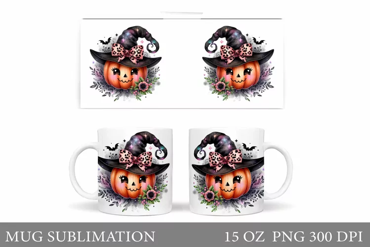 Cute Pumpkin Mug Wrap. Halloween Mug Wrap Sublimation