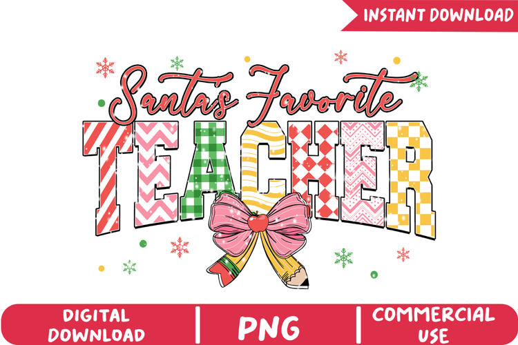 Santa’s Favorite Teacher Christmas Sublimation,Christmas Png example image 1