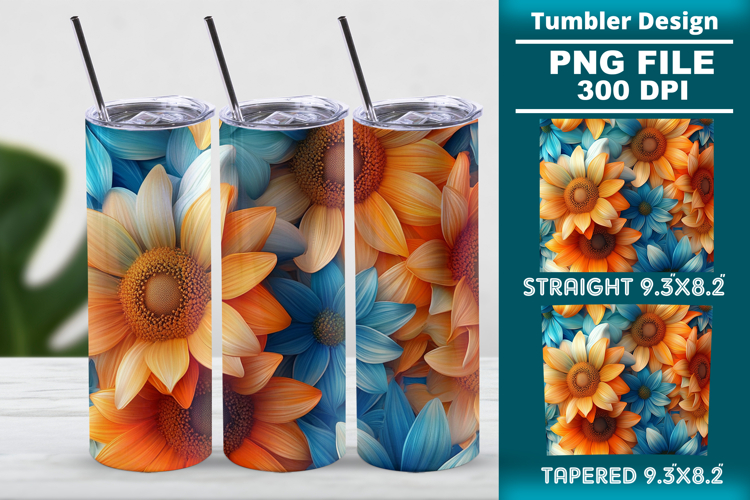 3D floral tumbler wrap design