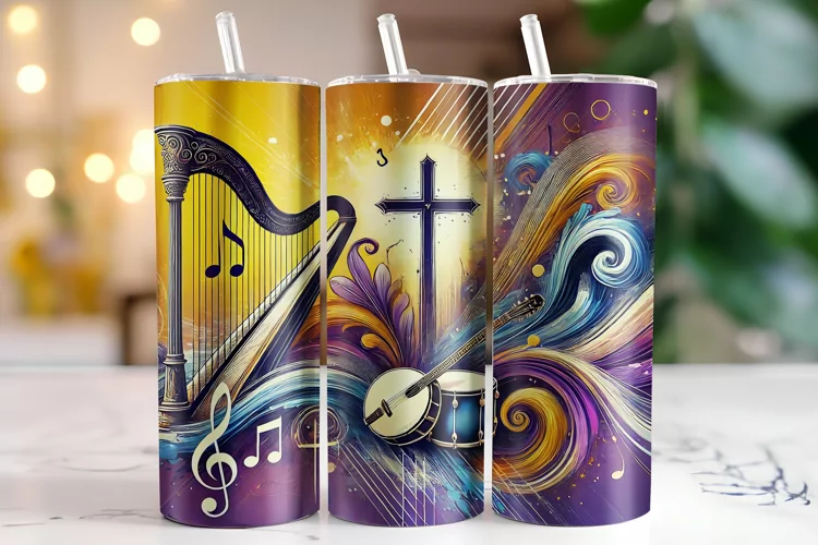 Cross Sign & music Tumbler Wrap | Sublimation | Tumblers