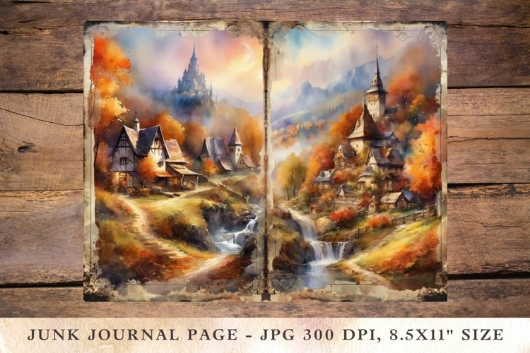 Printable Junk Journal Pages fall autumn 6 example image 1