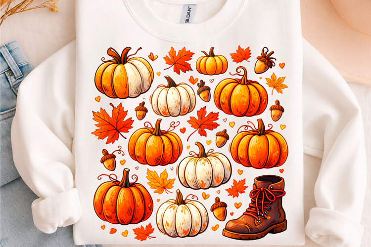 Cute Pumpkin Patch Fall Autumn Clipart PNG