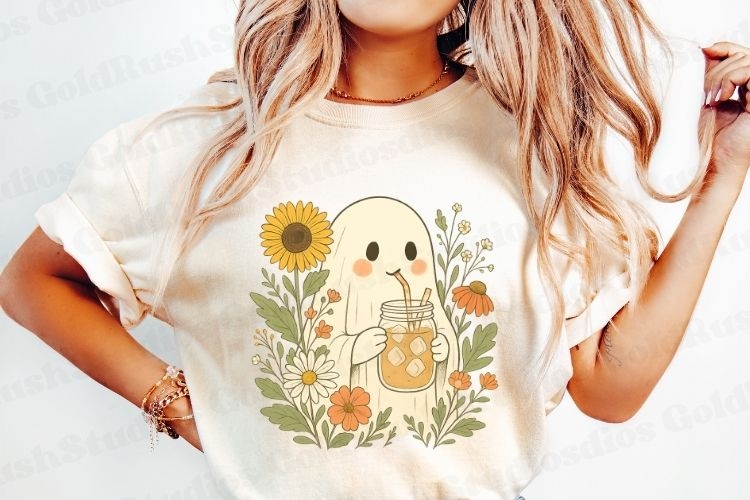 Cute Ghost Summerween PNG design for sublimation