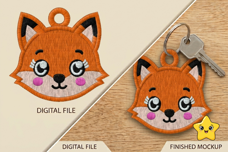 Cute Fox Keychain Embroidery Design