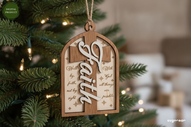 Faith Nativity Ornament Laser Cut | Christmas | SVG