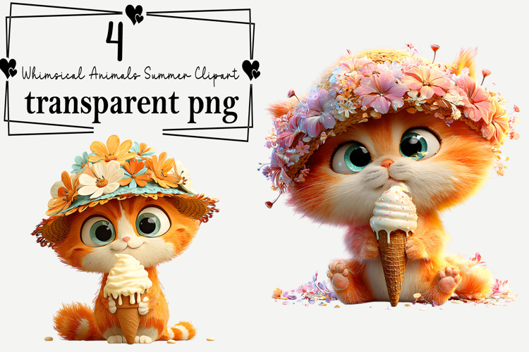 Whimsical Animals Summer Clipart Watercolor PNG