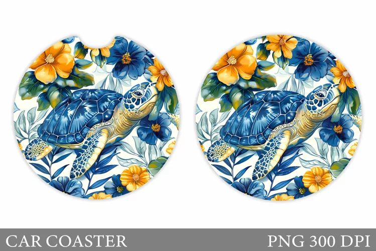 Turtle Car Coaster Design. Tropical Car Coaster Sublimation