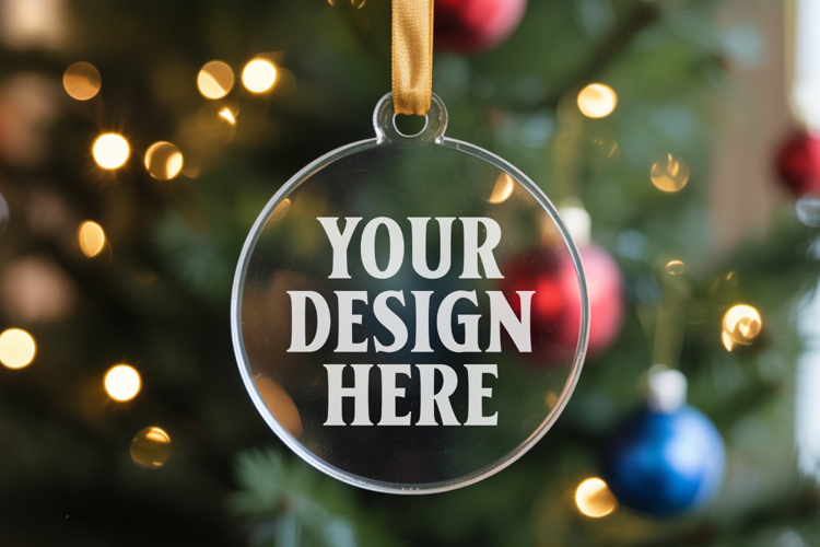 Acrylic Christmas Ornament Mockups , acrylic blank mockup