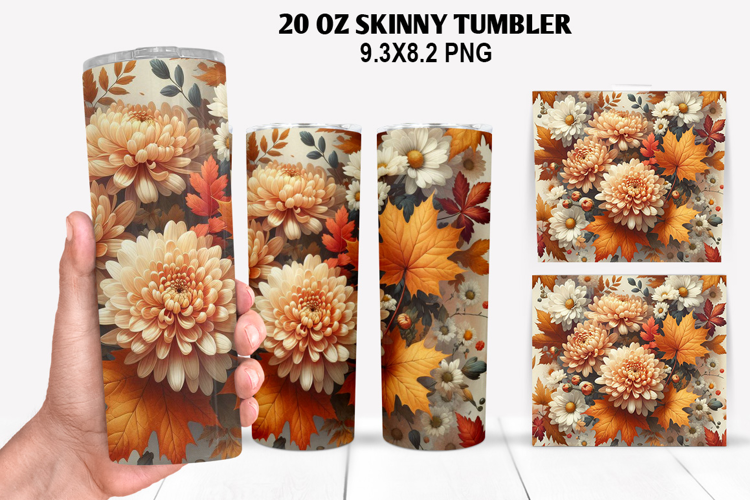 Flowers Skinny Tumbler 20oz Wrap Design, Spring Tumbler Wrap