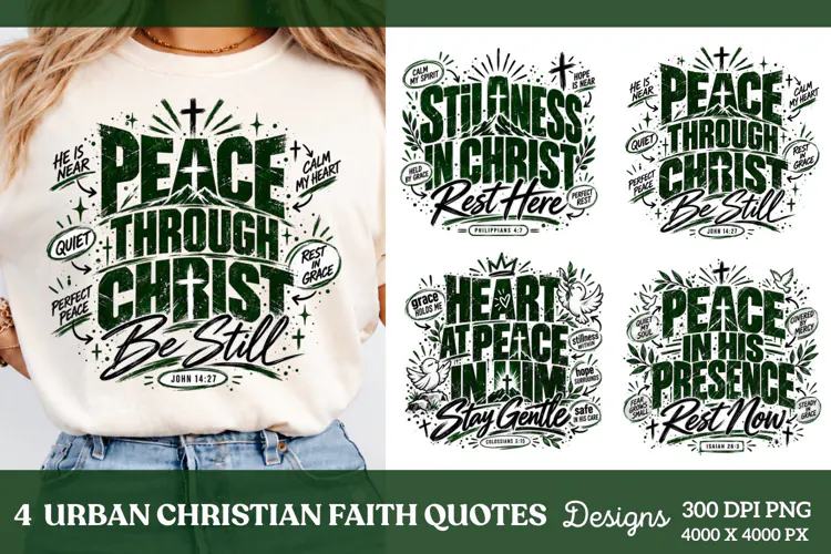 4 Urban Christian Faith Shirt PNG Designs, 4 Christian Grace