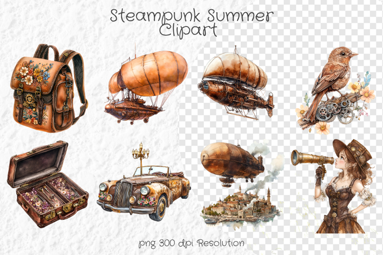 Steampunk Summer Clipart - Summer PNG