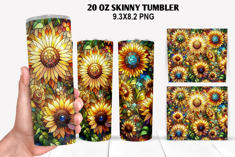 Flowers Skinny Tumbler 20oz Wrap Design, Summer Tumble PNG