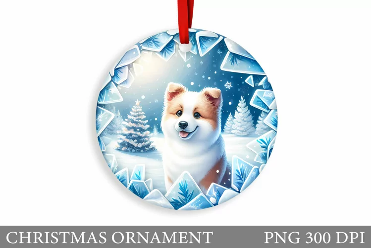 Cute Dog Christmas Ornament. Winter Dog Christmas Ornament