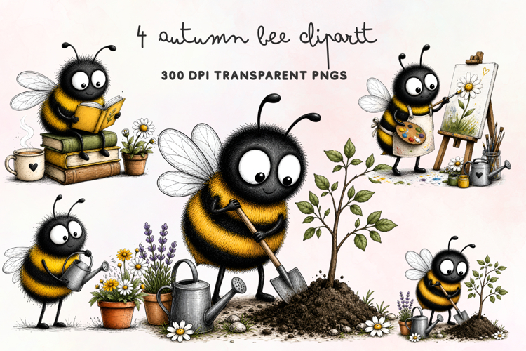 Autumn Bee Clipart PNG