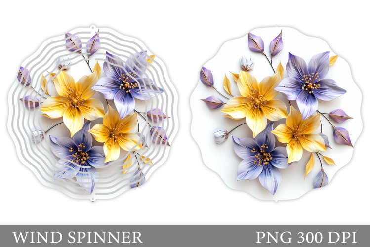 3D Flowers Wind Spinner. Flowers Wind Spinner Sublimation example image 1