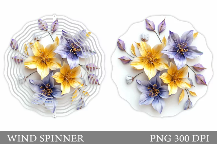 3D Flowers Wind Spinner. Flowers Wind Spinner Sublimation