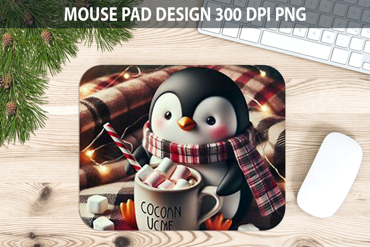 Christmas Penguin Mouse Pad Sublimation - Animal PNG Design