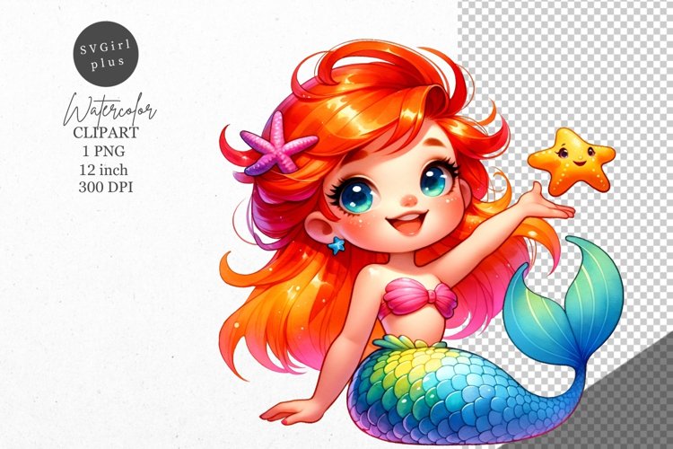 Mermaid clipart, Fantasy clipart, Nursery clipart example image 1