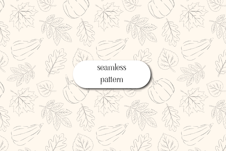 Minimal Autumn Outline Seamless Pattern for Fall Decor