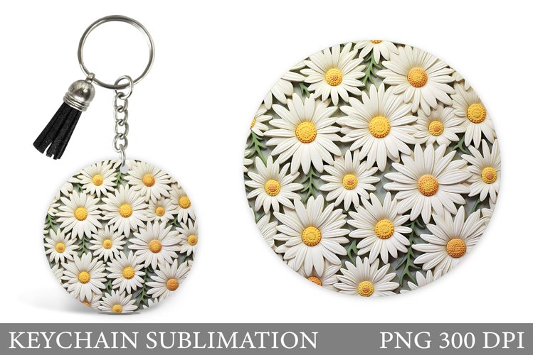 Daisy Keychain Design. Flowers Keychain Sublimation