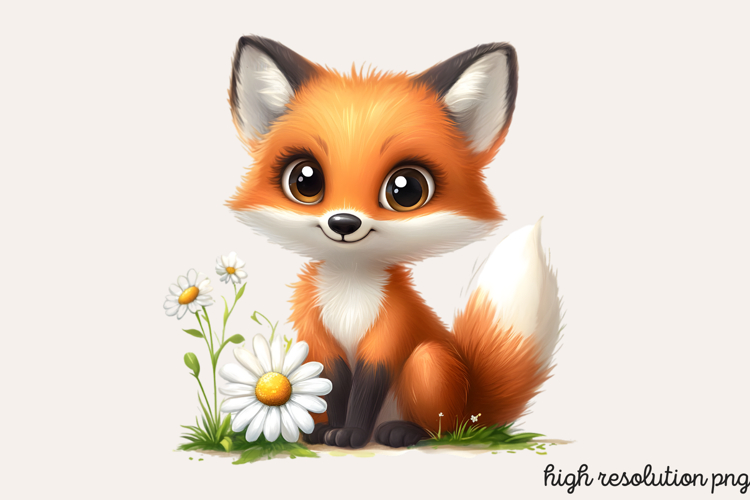 Cute Animals Daisy Flowers Clipart