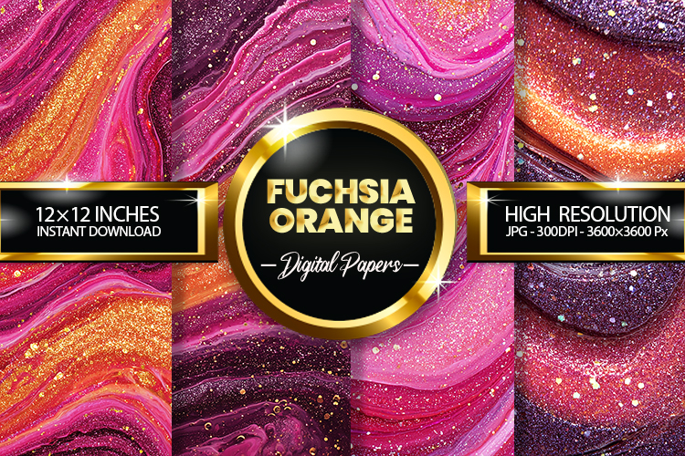 Fuchsia Orange Digital Papers - 04 variations