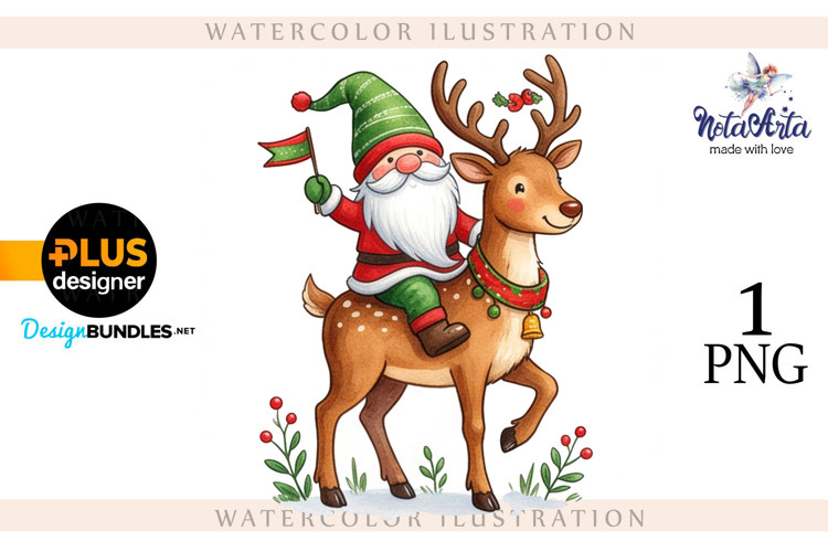 Christmas Gnome Santa with Reindeer