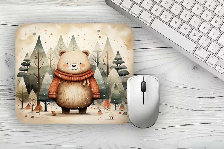 christmas bear Mousepad PNG, Animal Mousepad Sublimation Des